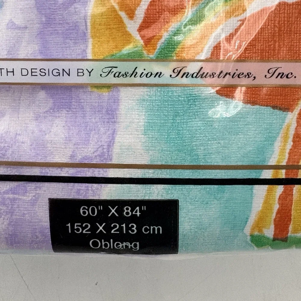 Vintage Fish Vinyl Tablecloth‎ 60x84 Oblong Flannel Back Coastal NOS
